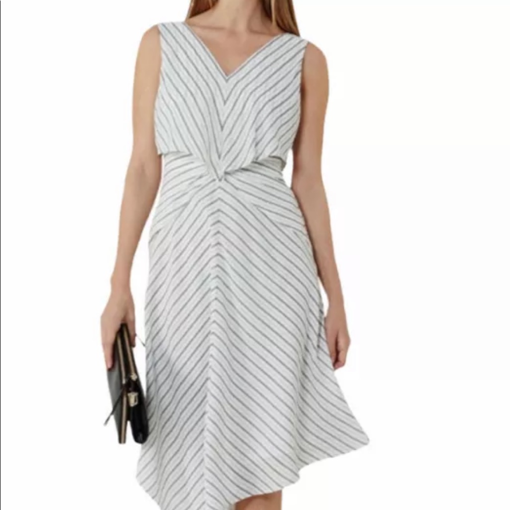 Reiss Rhoni Striped Black White Dress